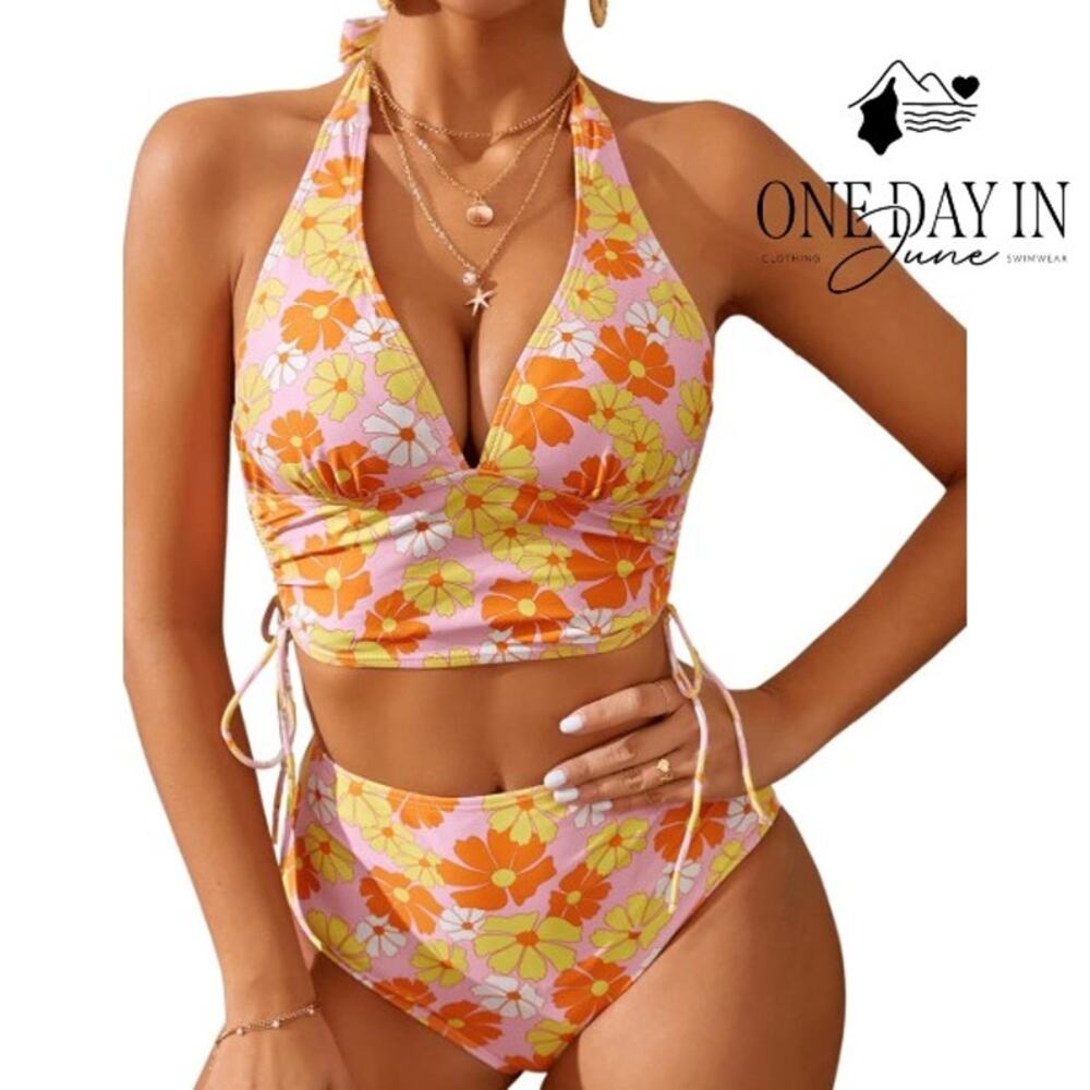 Aleumdr Halter High Waist Bikini Swimsuit Size M